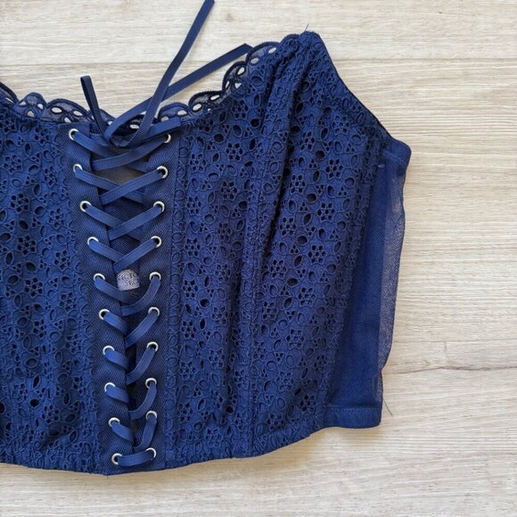 Victoria’s Secret Corset Top Bustier Lace Blue Strapless XL - Picture 3 of 12